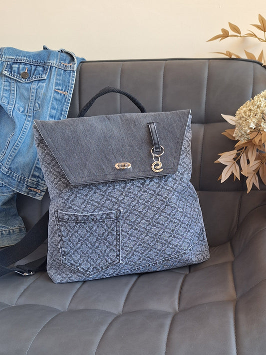 The Backpack: grey & floral