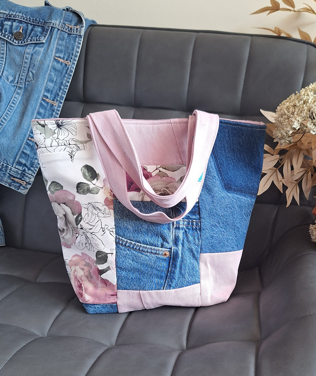 Pink patchwork shopper