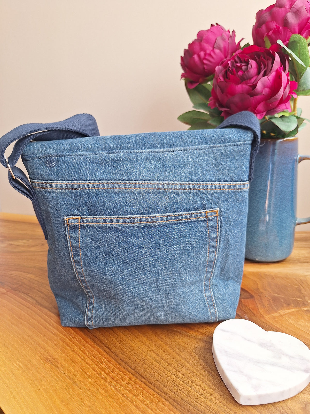 Blue denim crossbody bag