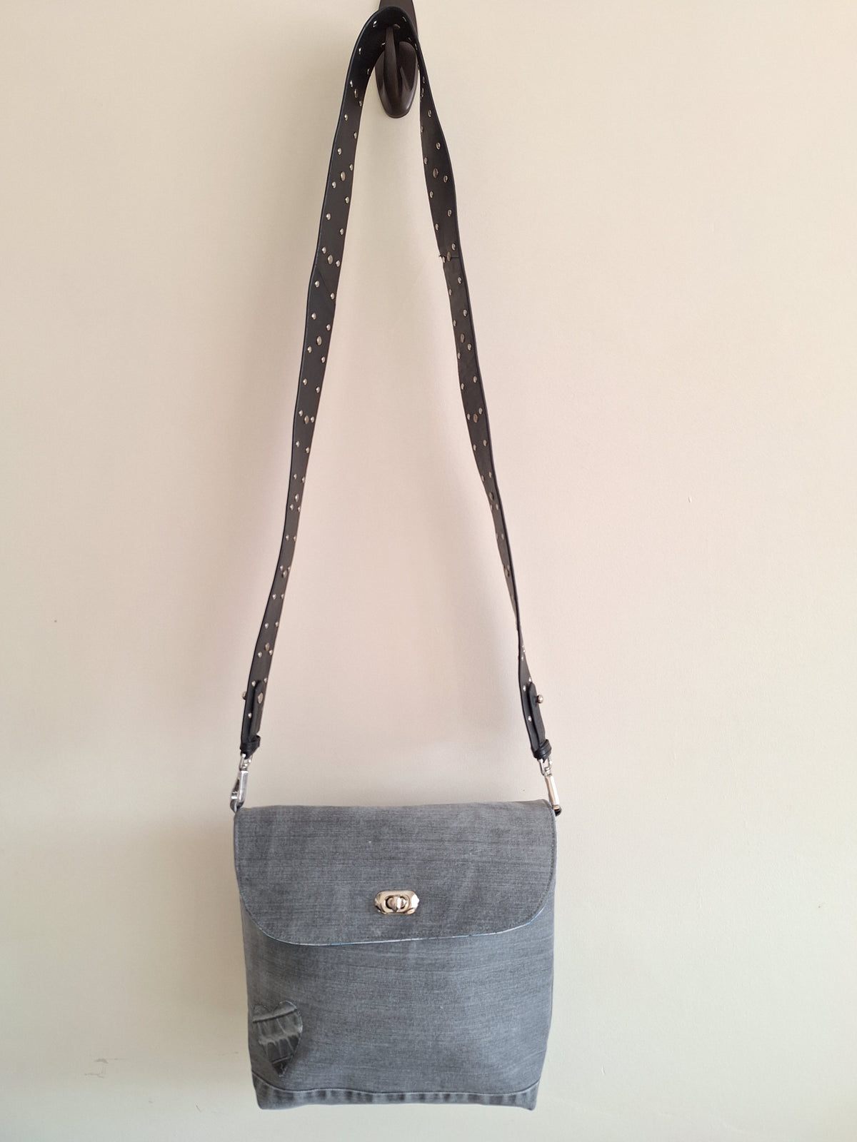 Grey denim crossbody bag