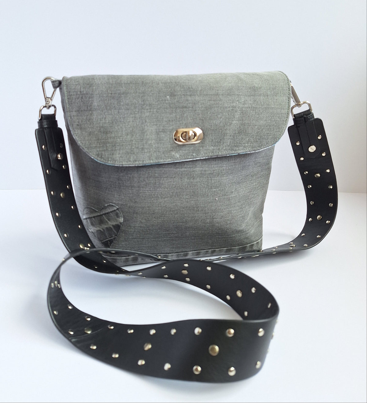 Grey denim crossbody bag