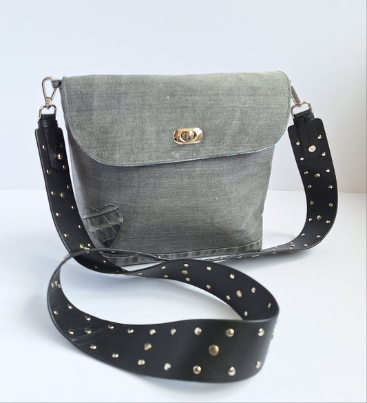 Grey denim crossbody bag