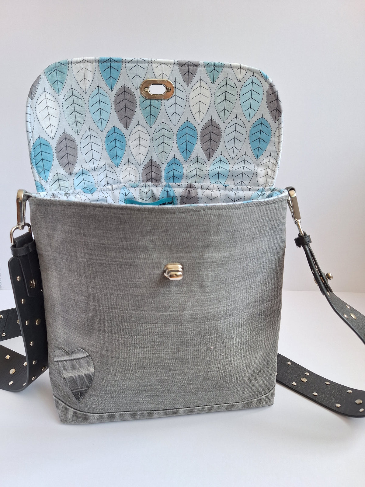 Grey denim crossbody bag