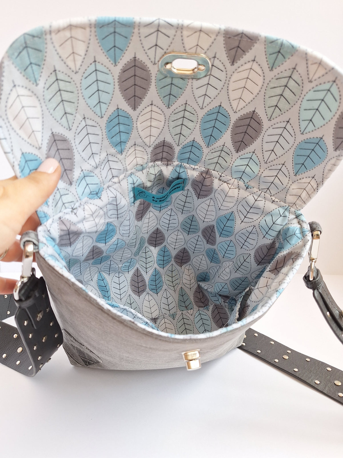 Grey denim crossbody bag