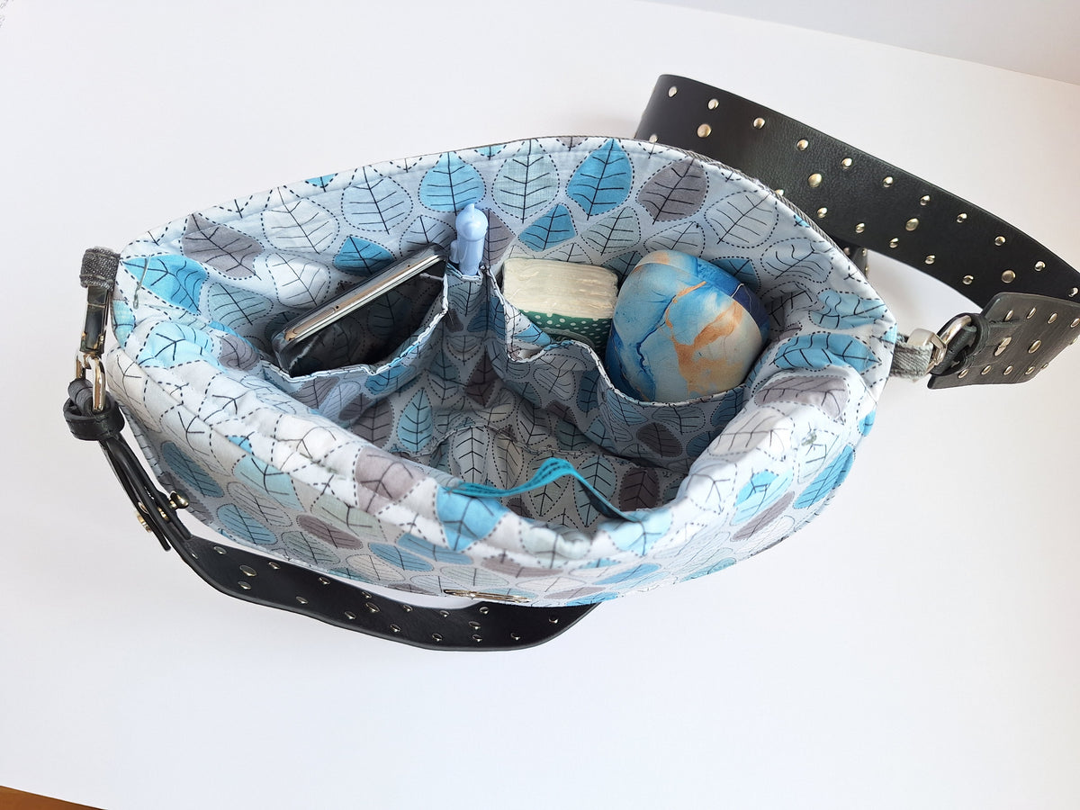 Grey denim crossbody bag
