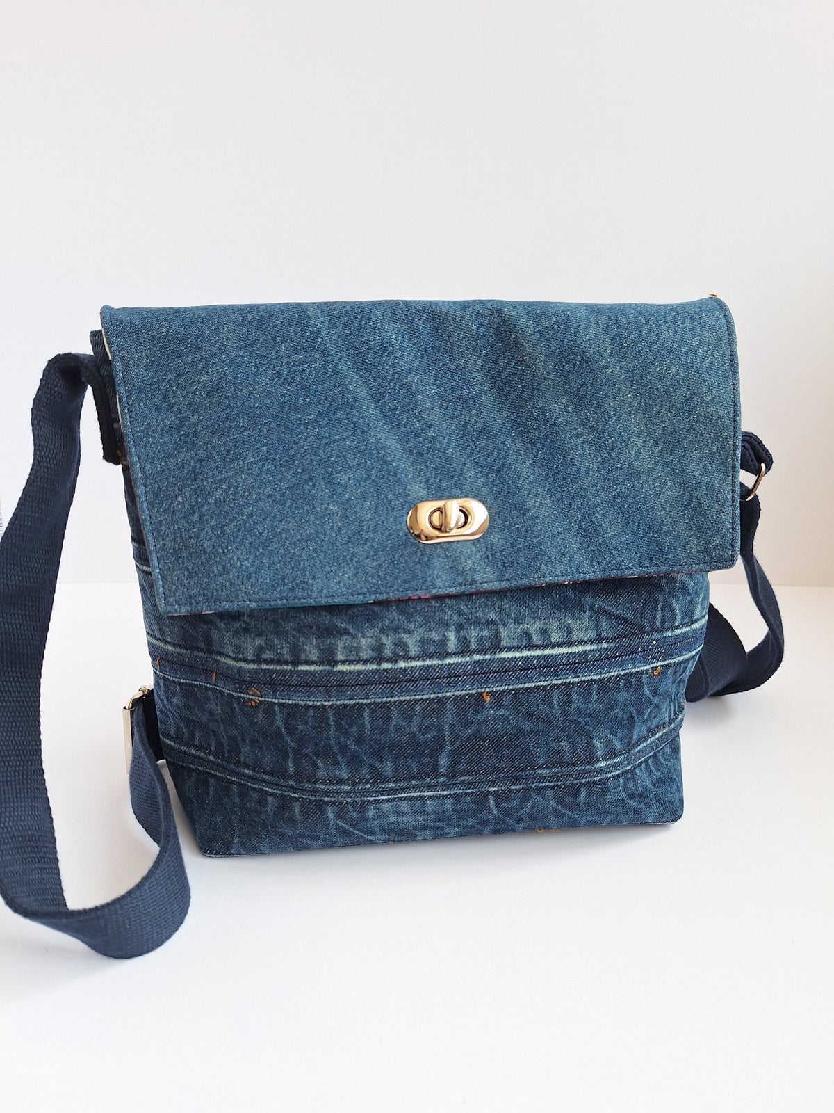 Blue denim crossbody bag