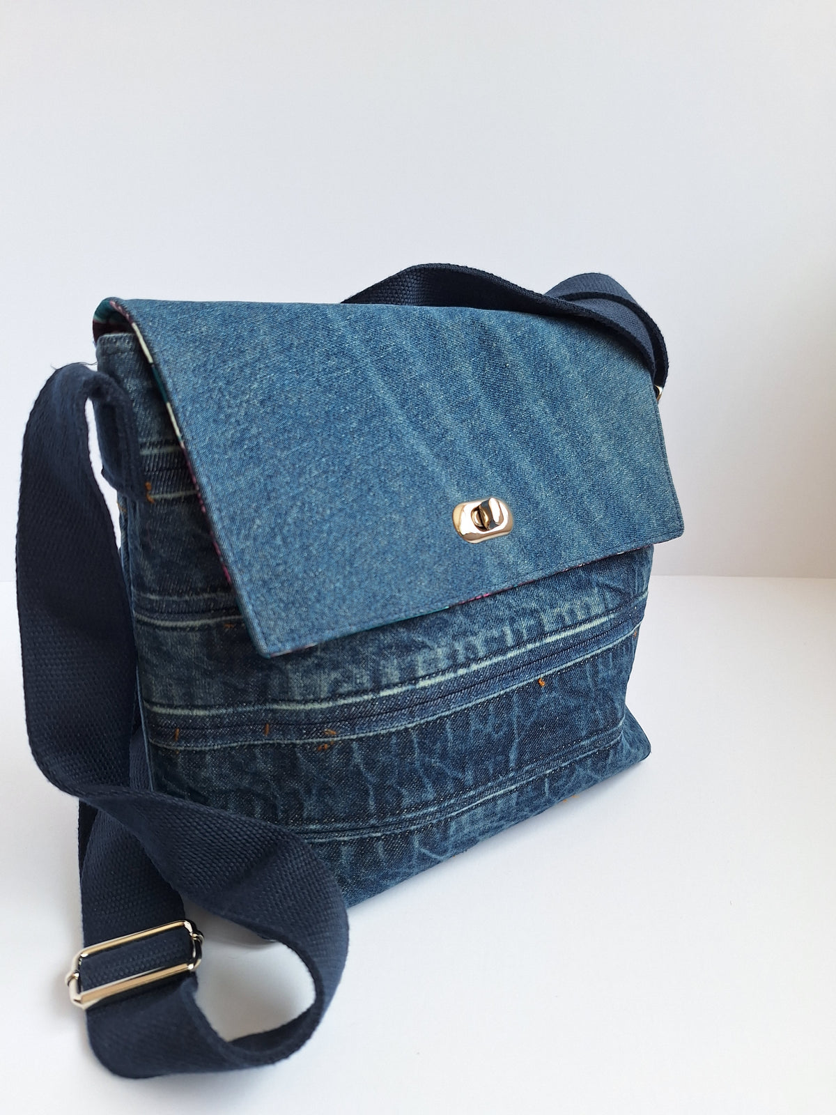 Blue denim crossbody bag