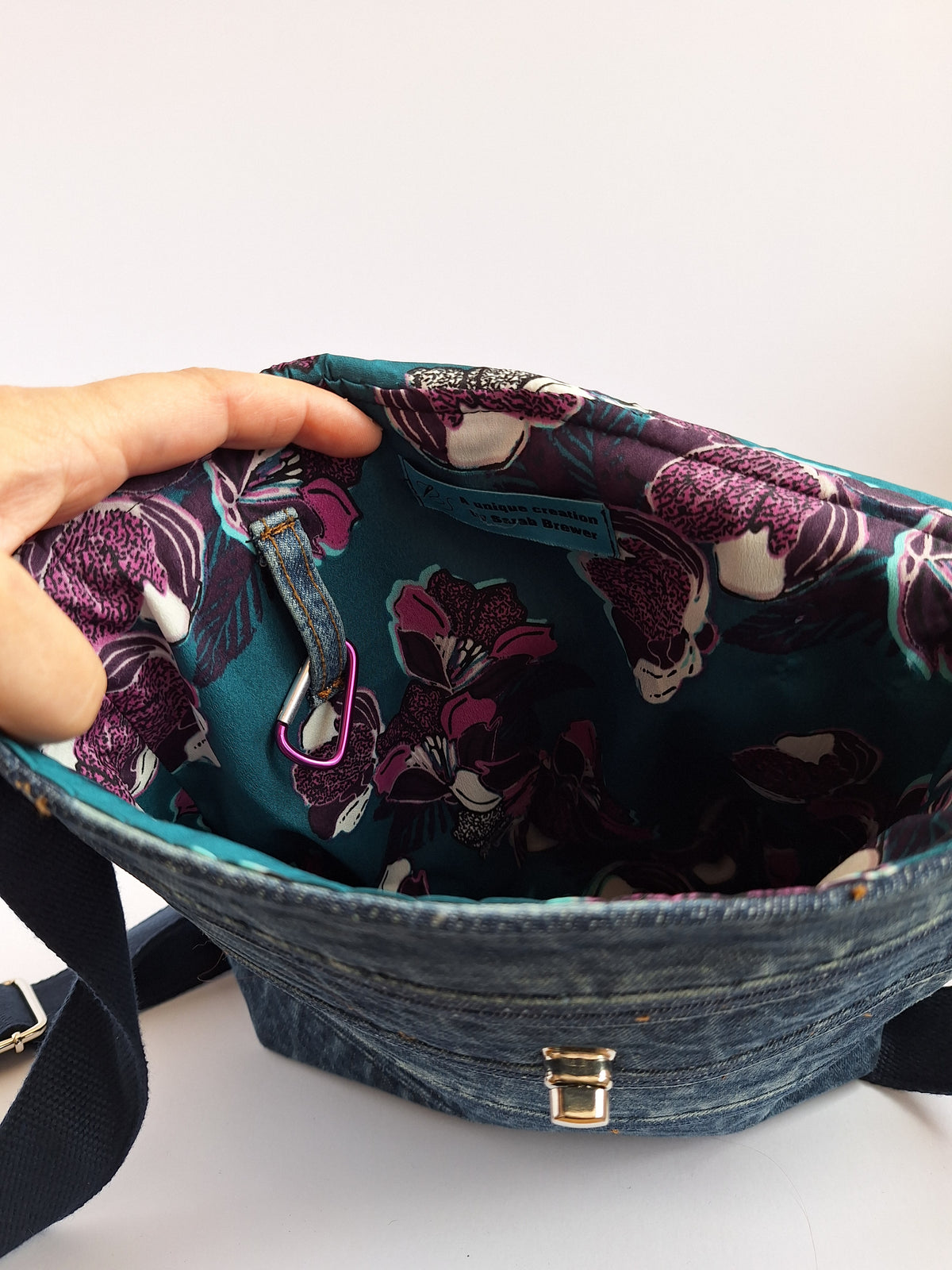 Blue denim crossbody bag