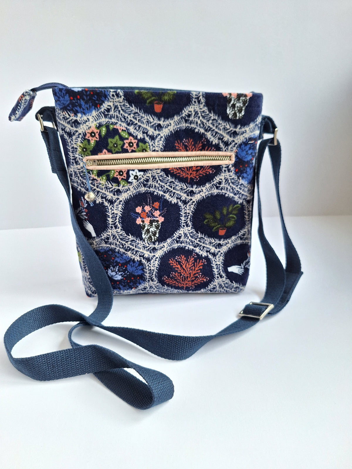 Upcycled Denim and Velvet Handbag