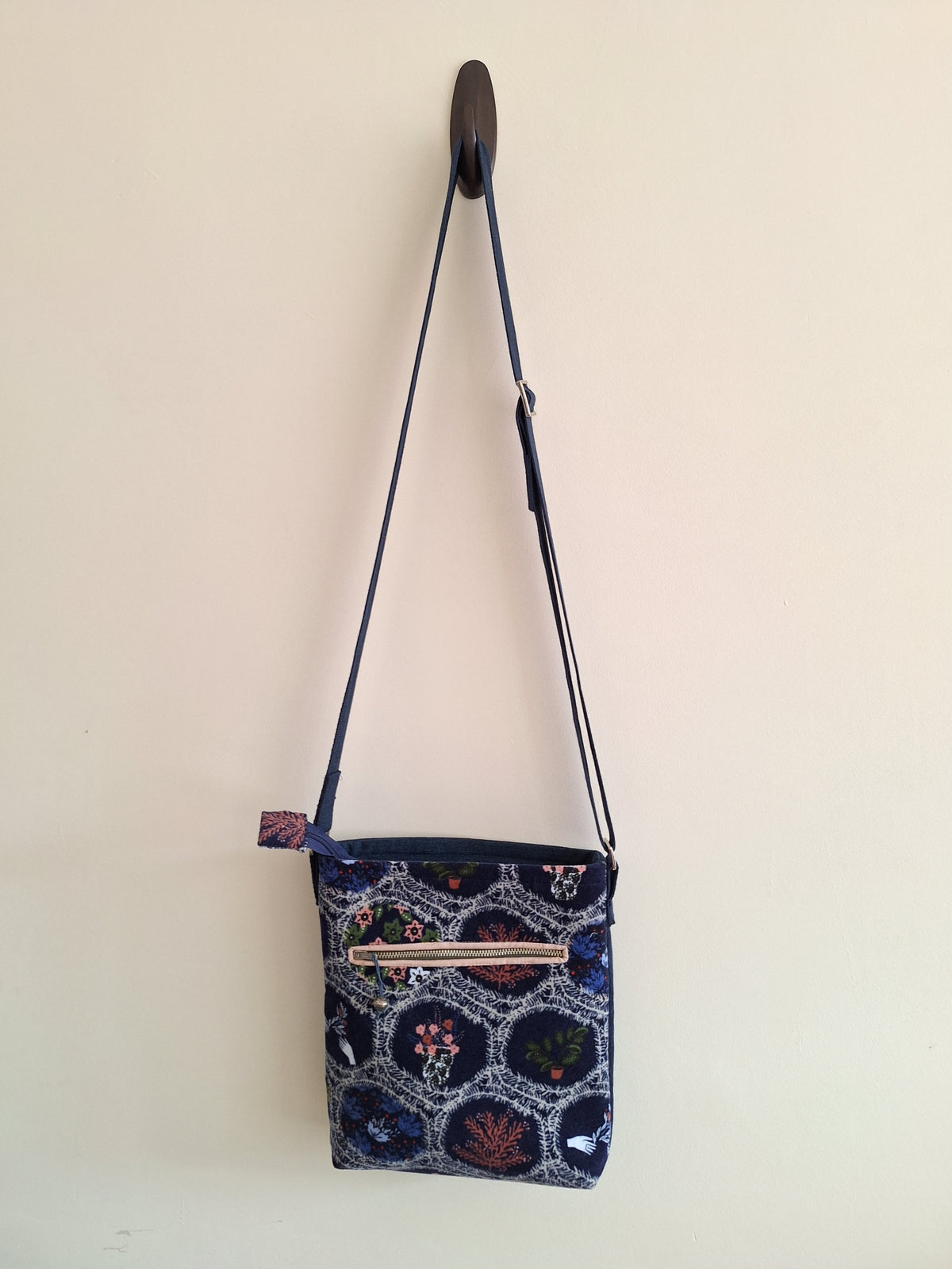 Upcycled Denim and Velvet Handbag