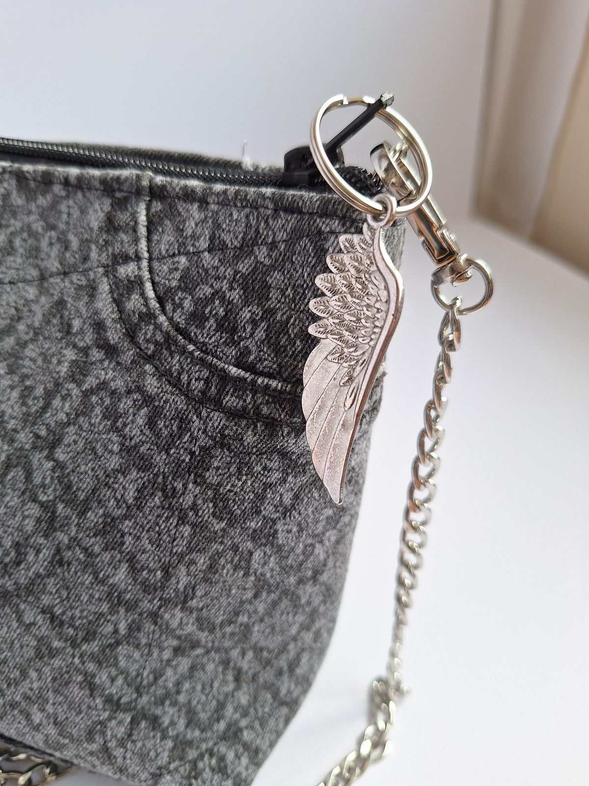 The Chain Strap Mini: Grey & floral