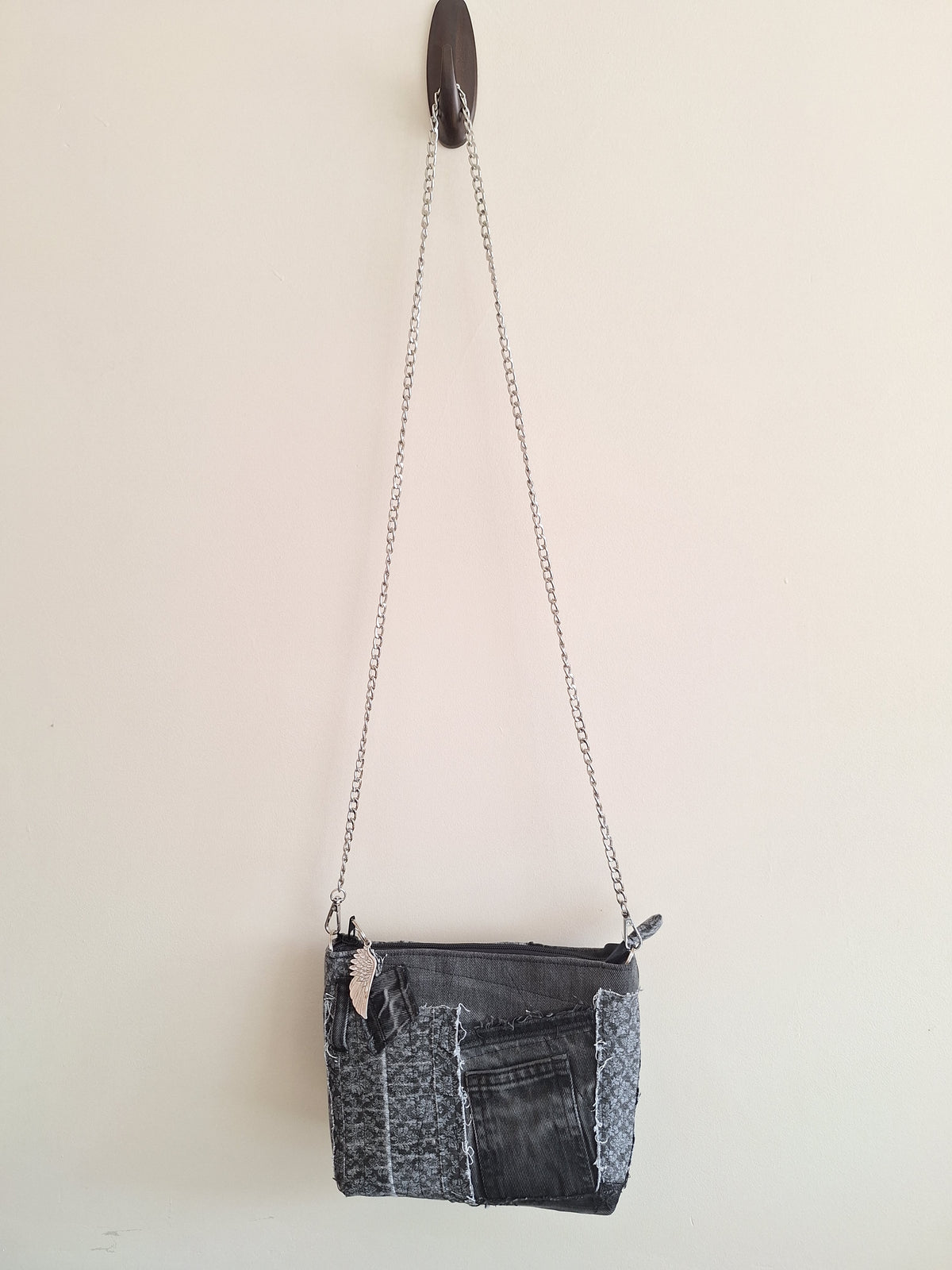 The Chain Strap Mini: Grey & floral