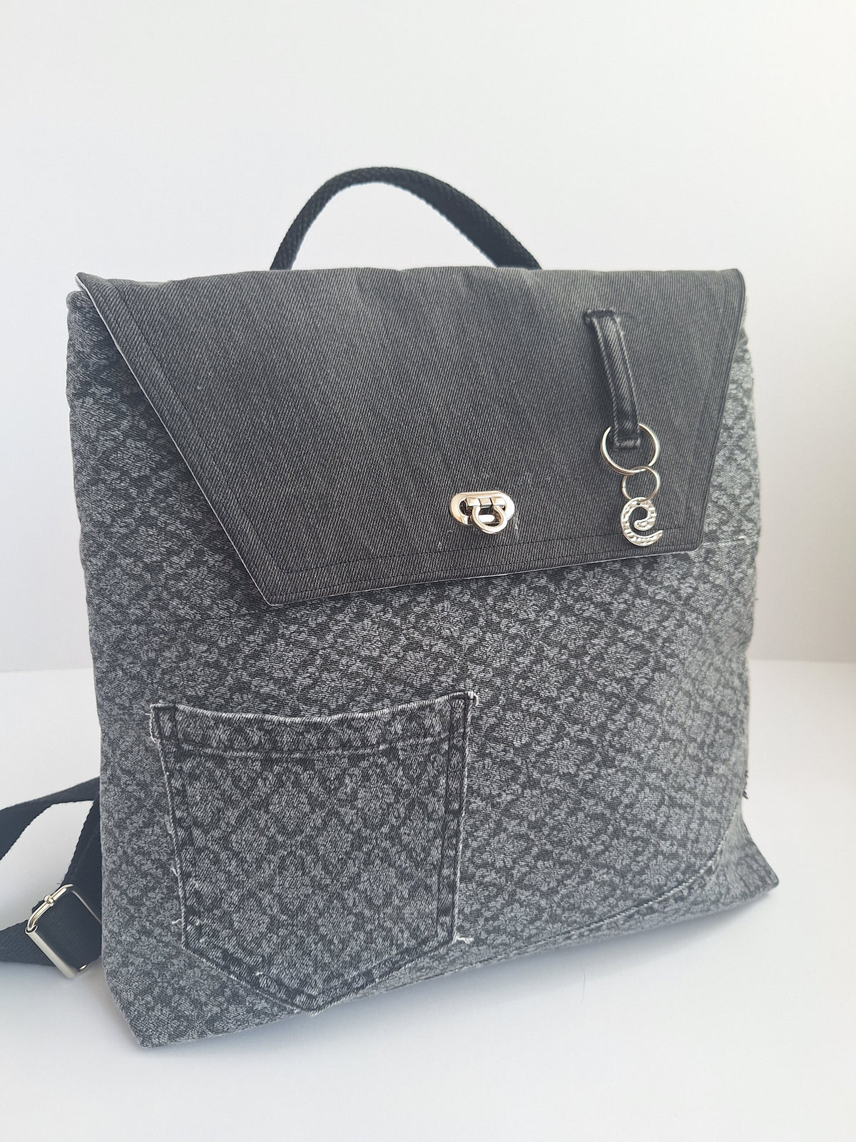 The Backpack: grey & floral