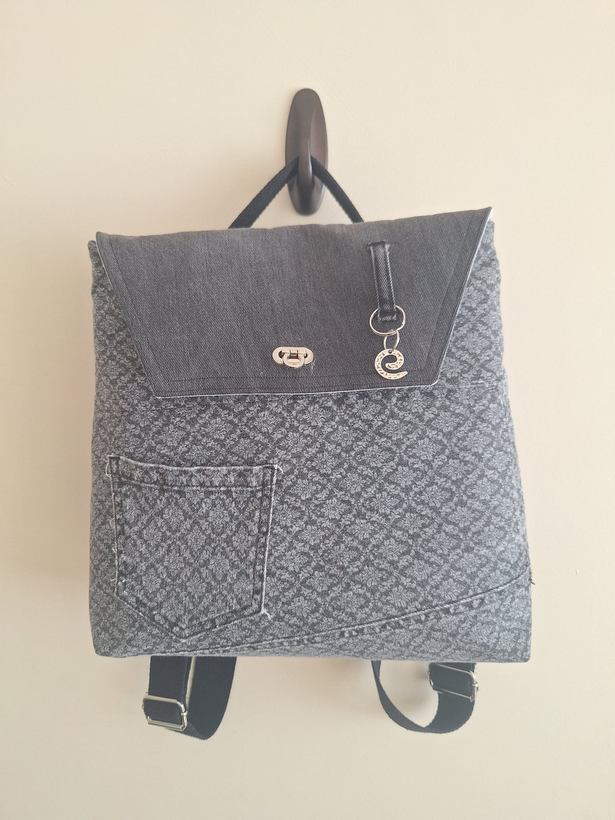 The Backpack: grey & floral