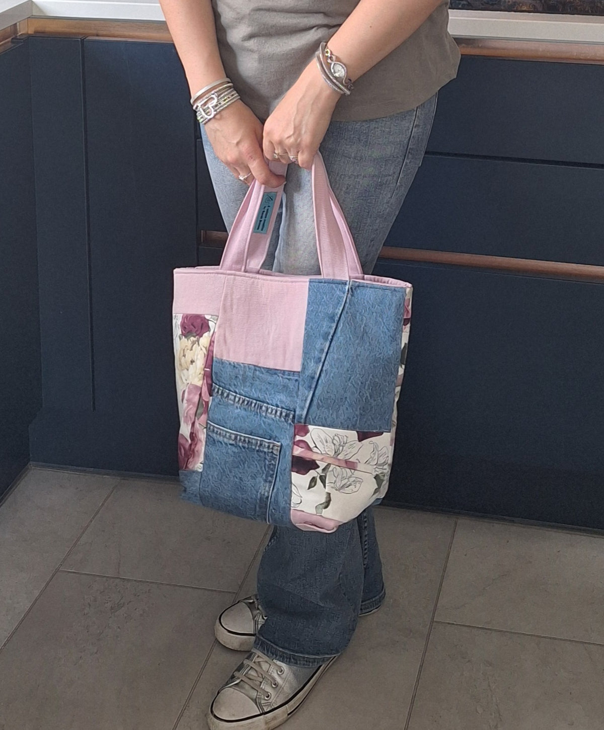 Pink patchwork shopper