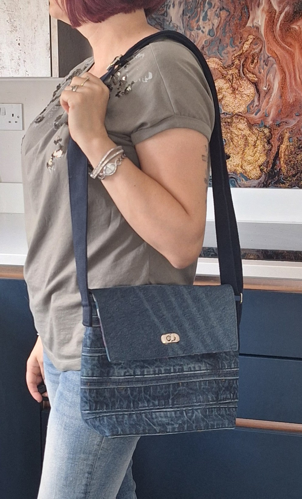 Blue denim crossbody bag