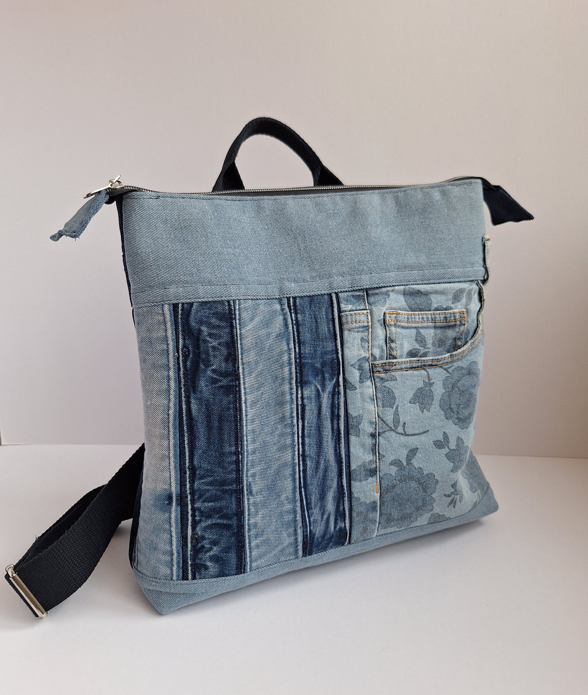 The Backpack: Blues & floral