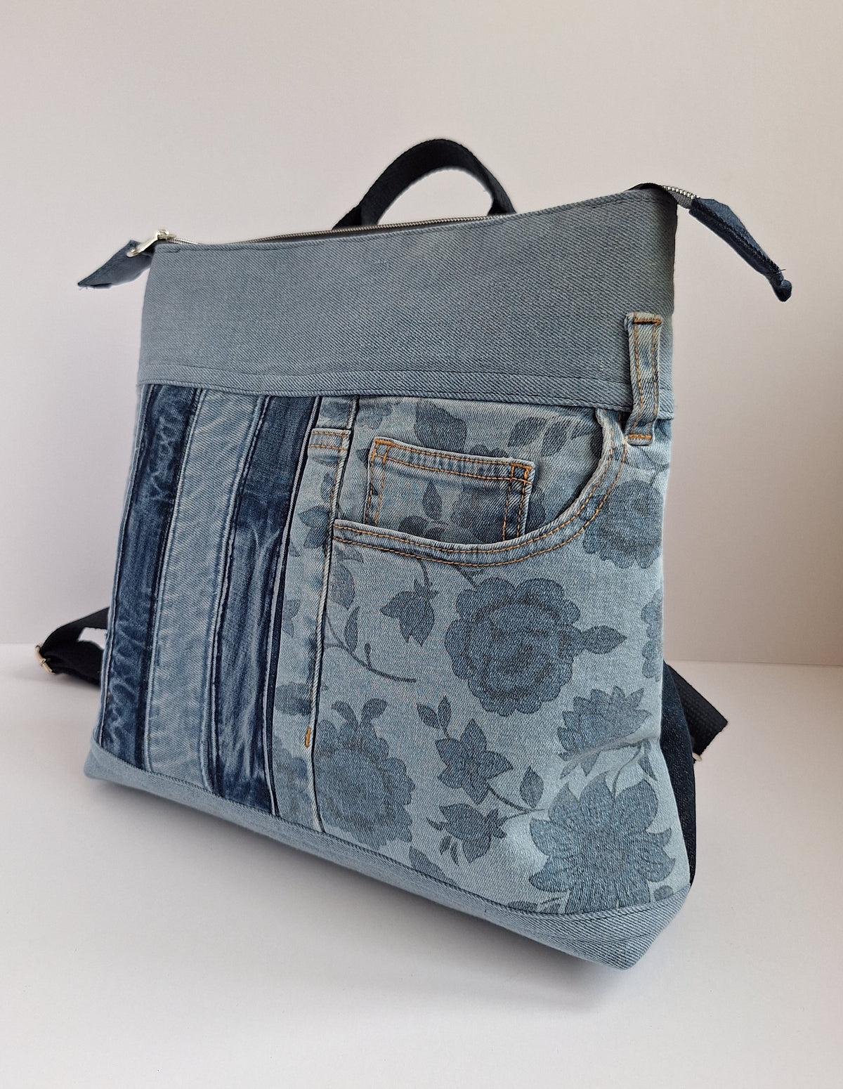 The Backpack: Blues & floral