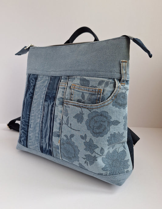 The Backpack: Blues & floral