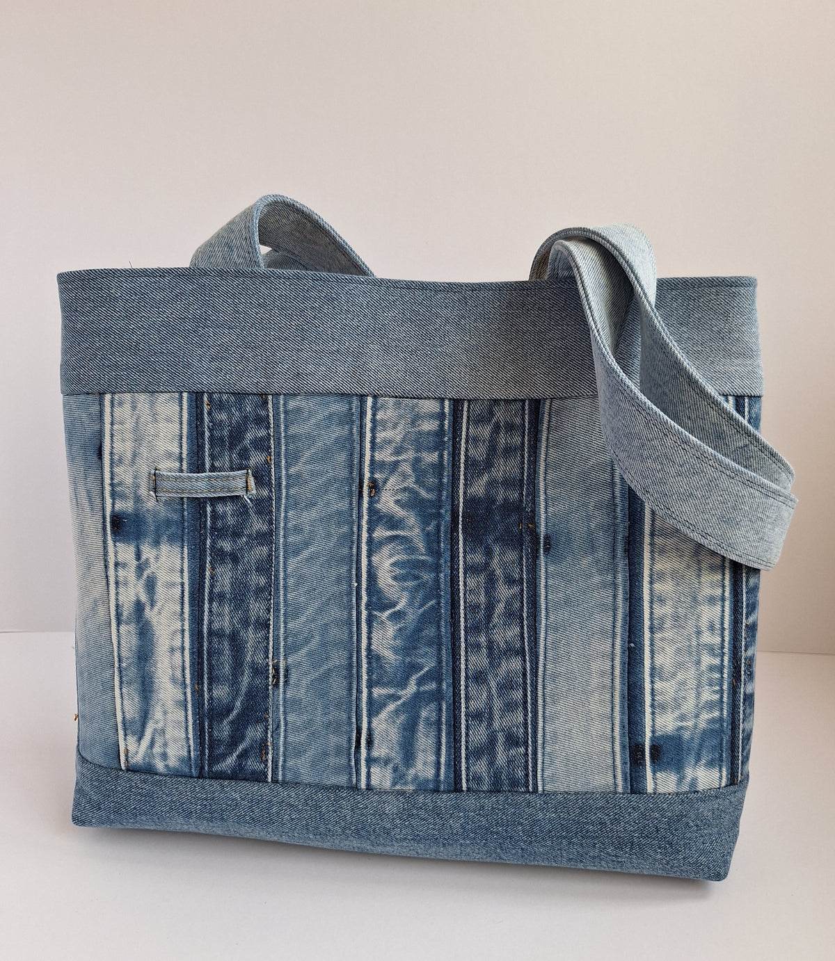 The Classic Tote: Blues with mustard botanical lining