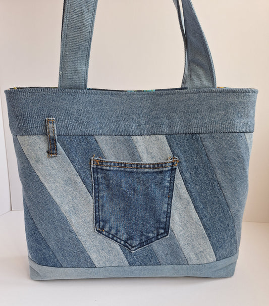 The Classic Tote: Blues with butterfly lining