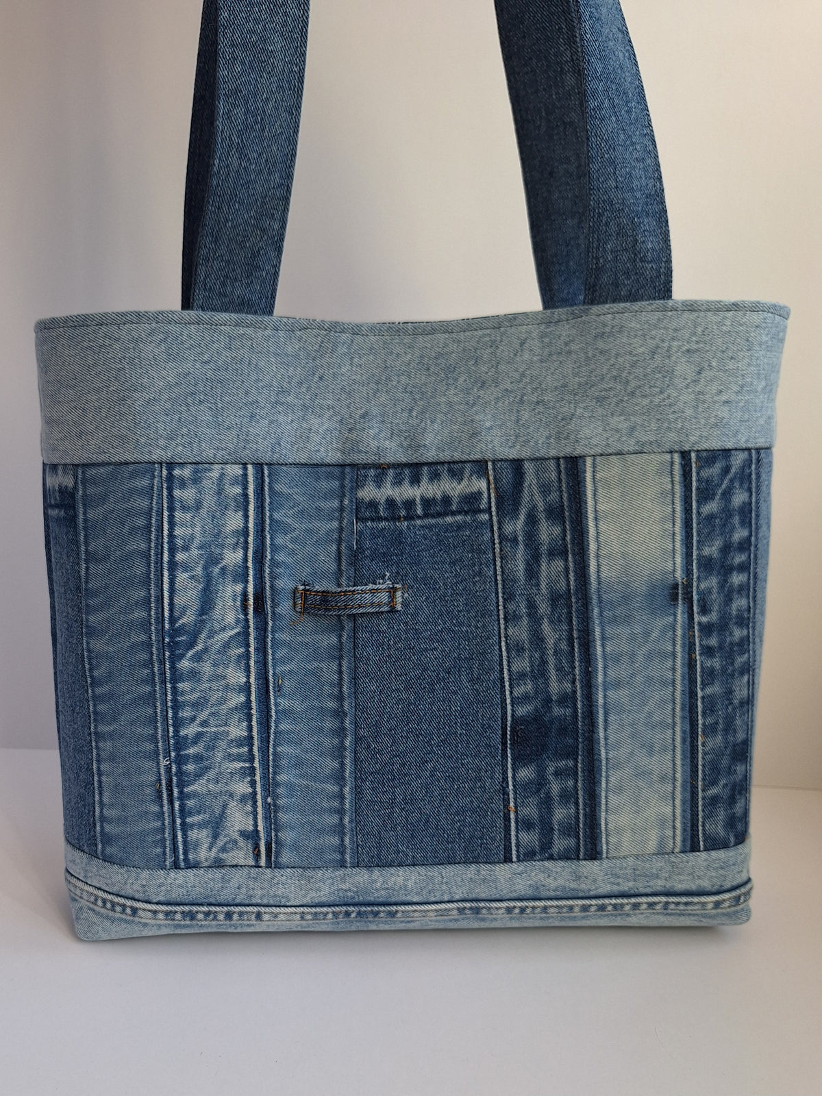 The Classic Tote: Blues with blue paisley lining
