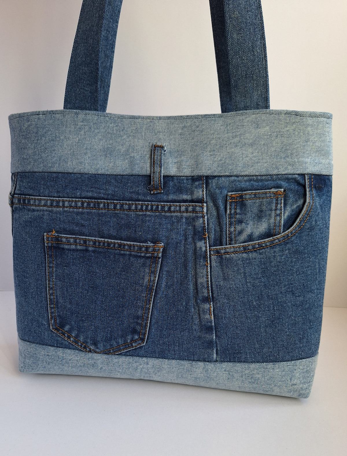 The Classic Tote: Blues with blue paisley lining