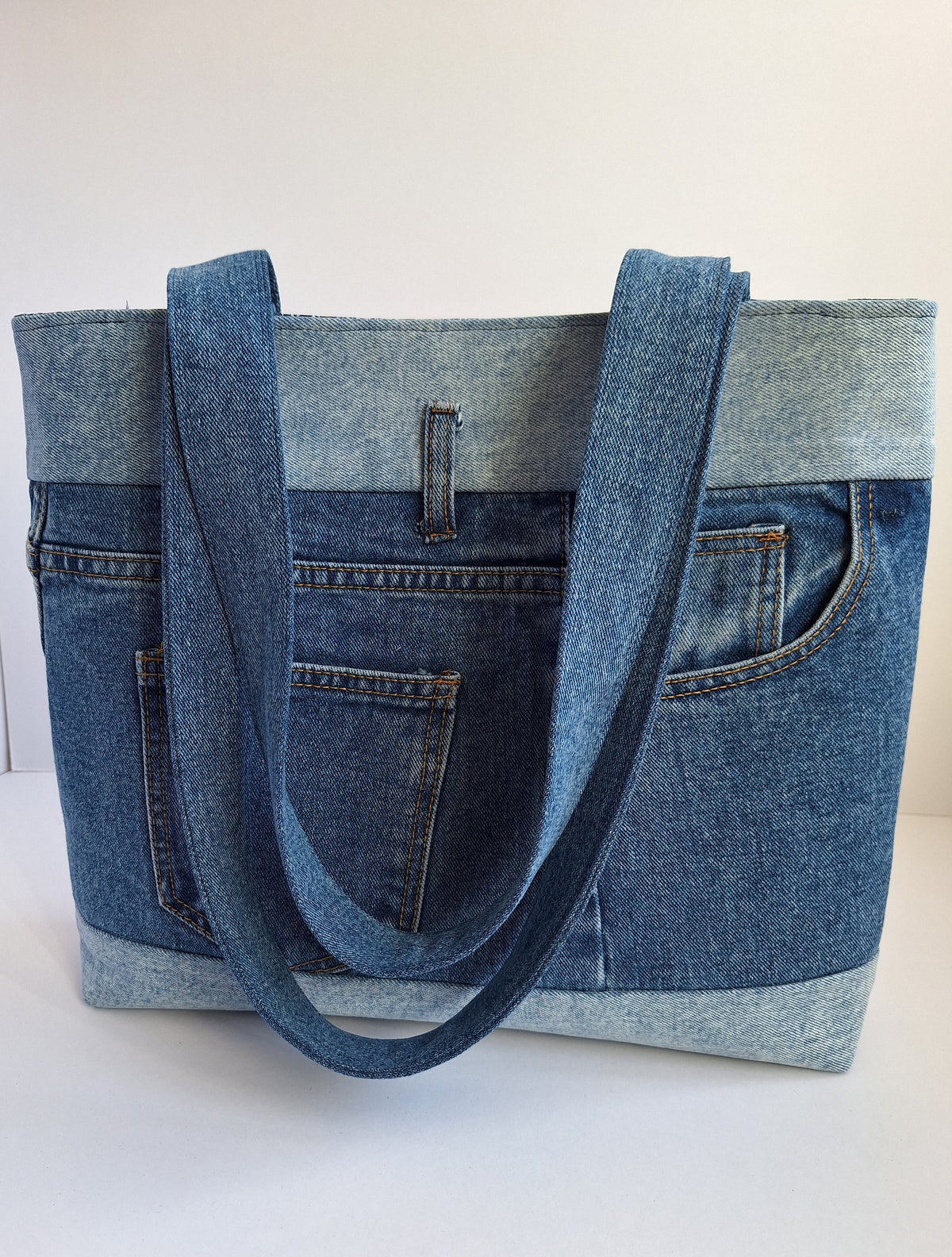 The Classic Tote: Blues with blue paisley lining