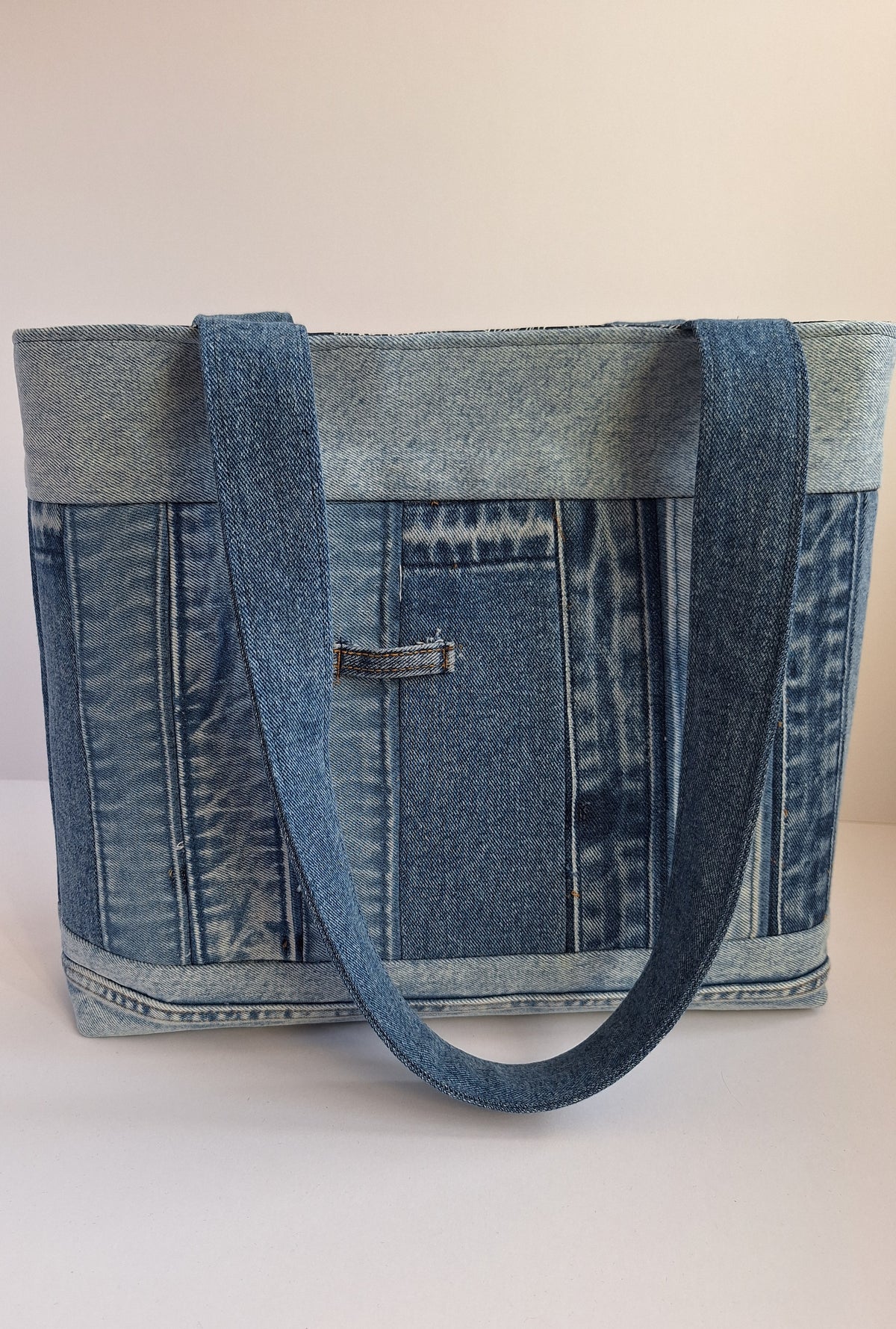 The Classic Tote: Blues with blue paisley lining