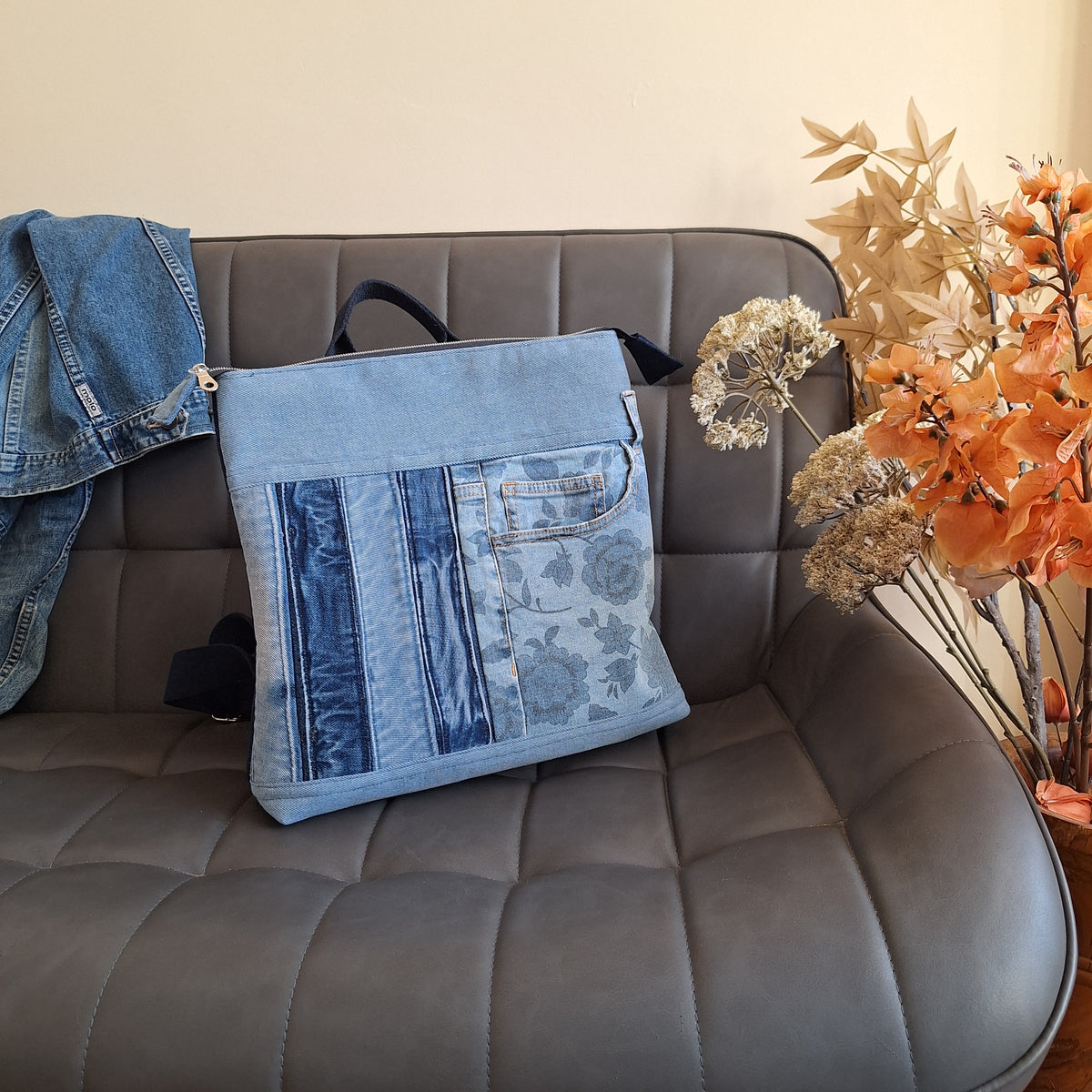 The Backpack: Blues & floral