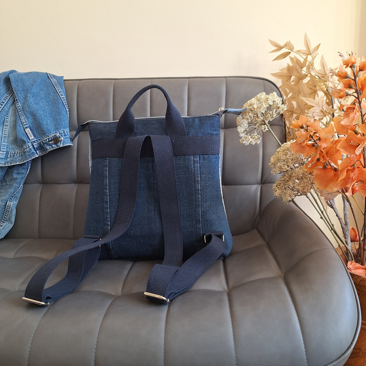 The Backpack: Blues & floral