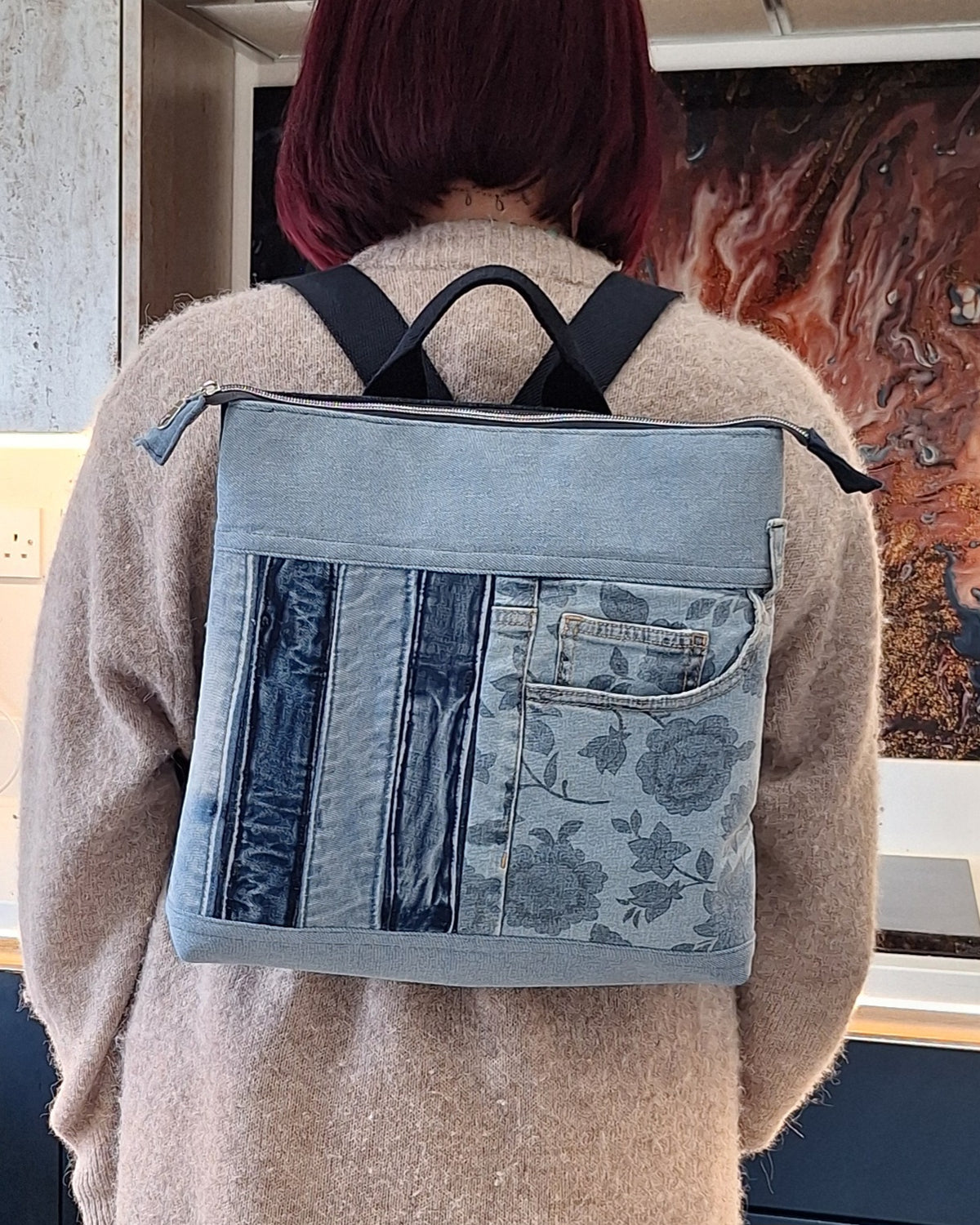 The Backpack: Blues & floral